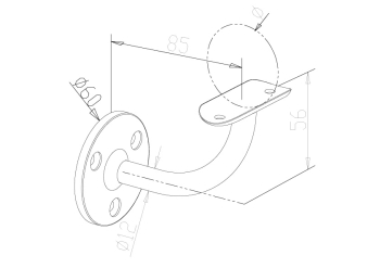 Handrail brackets - wall fix - Model 0521 CAD Drawing